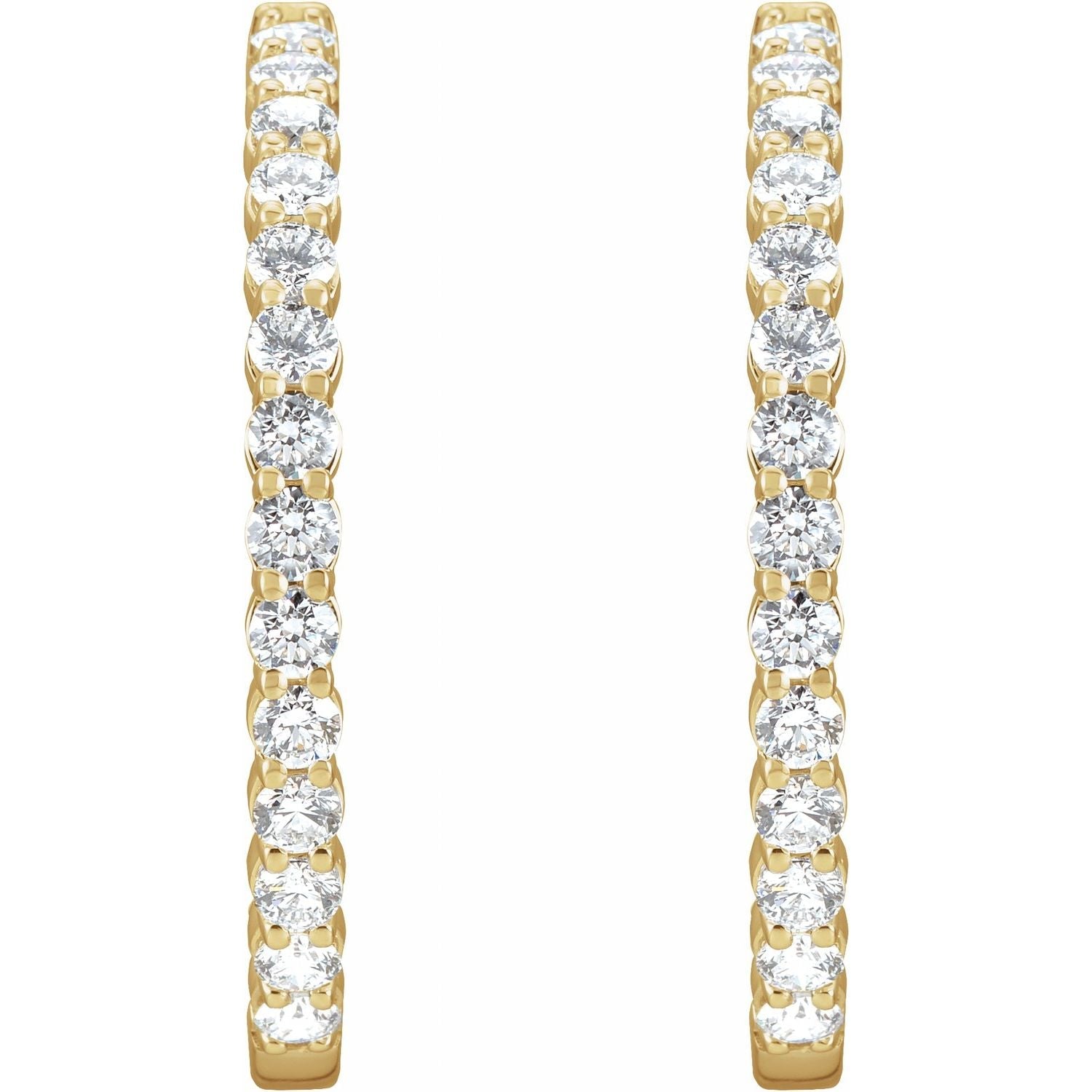 14K Gold 4ct Lab-grown Diamond Inside-outside Hinged Hoop Earrings Clarity VS Color F-G