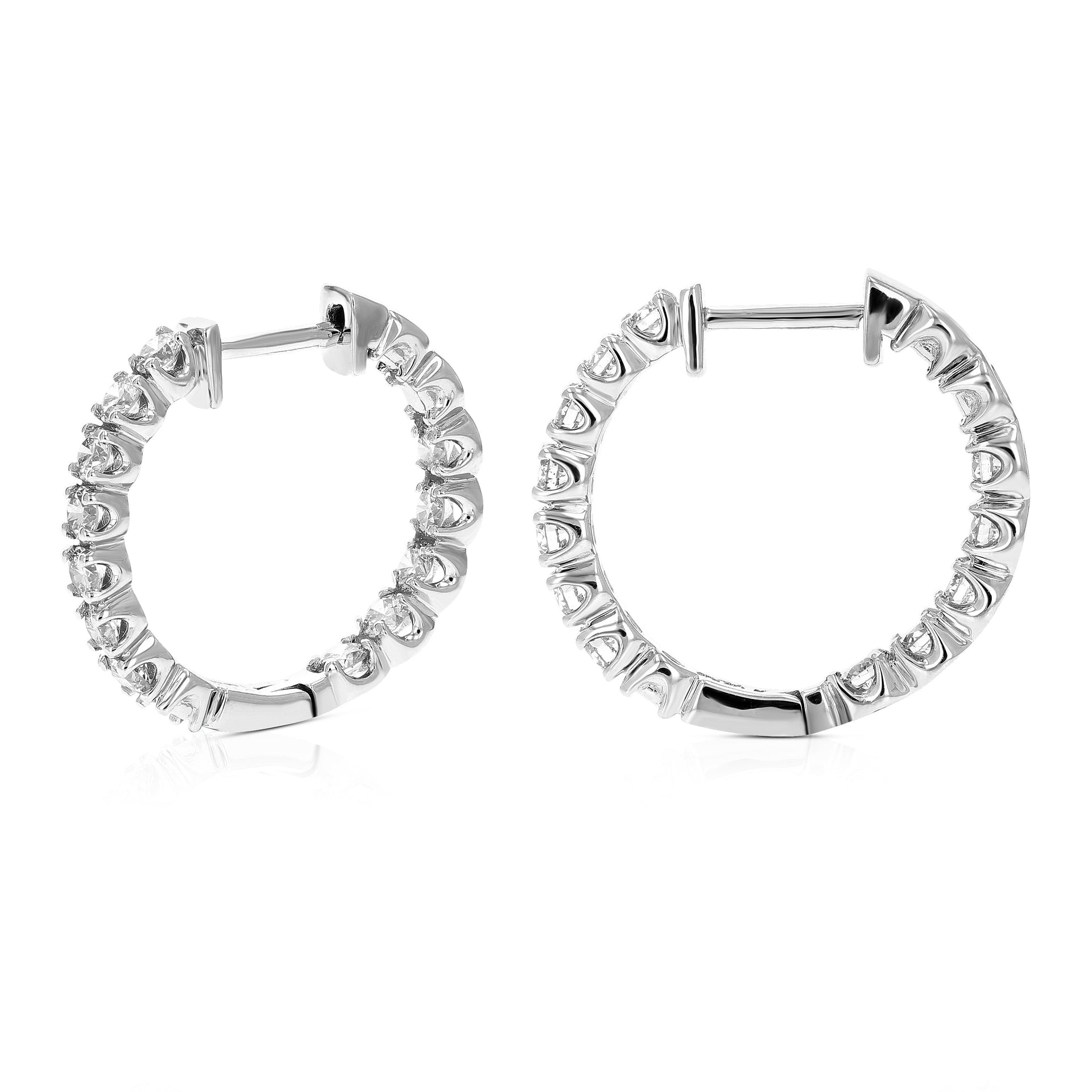 1.50 cttw AGS Certified I1-I2 14K White Gold Diamond Hoop Earrings (I-J)