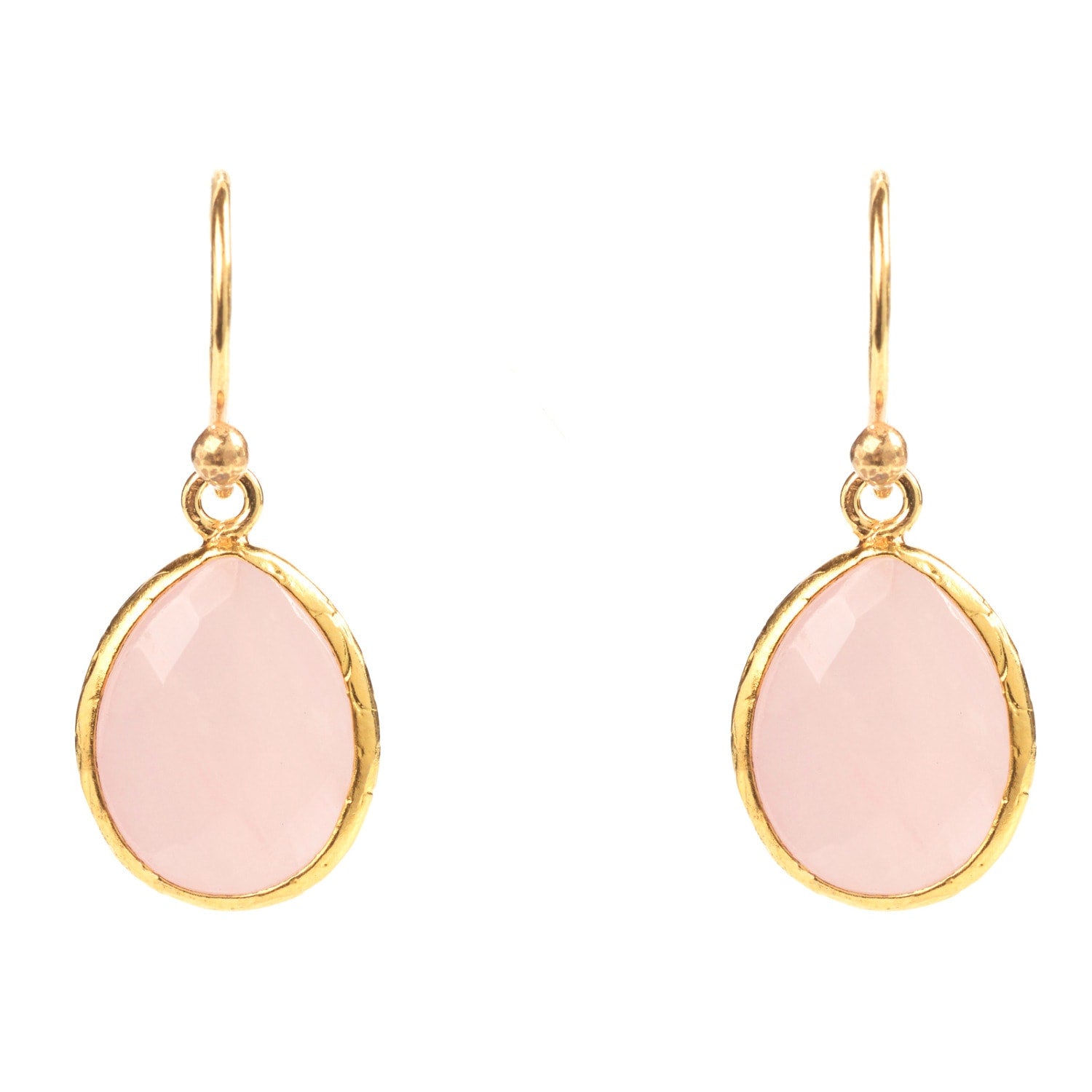 Petite Drop Earrings Rose Quartz Gold