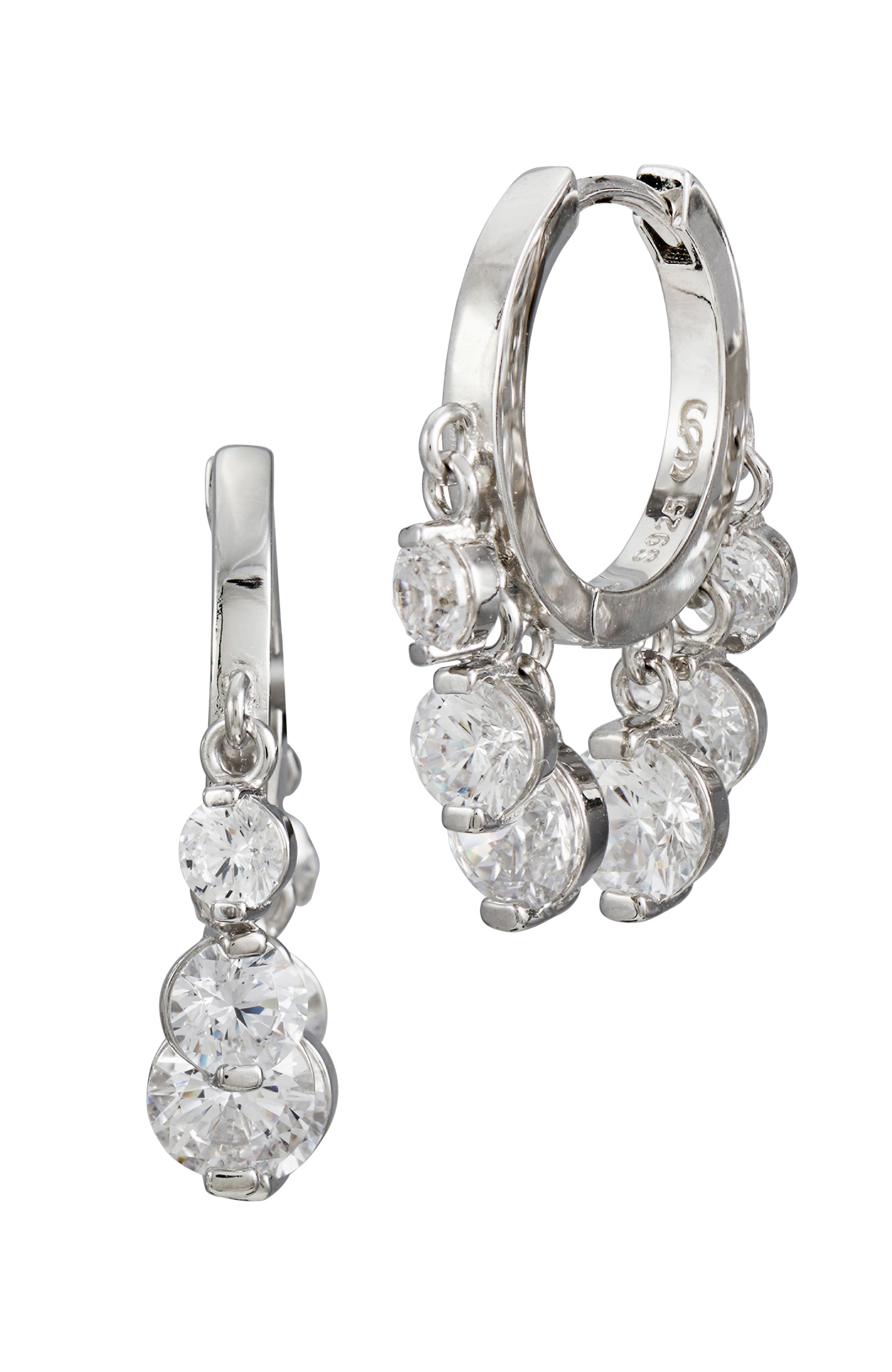 18K Gold Vermeil multi circle CZ dangle earrings