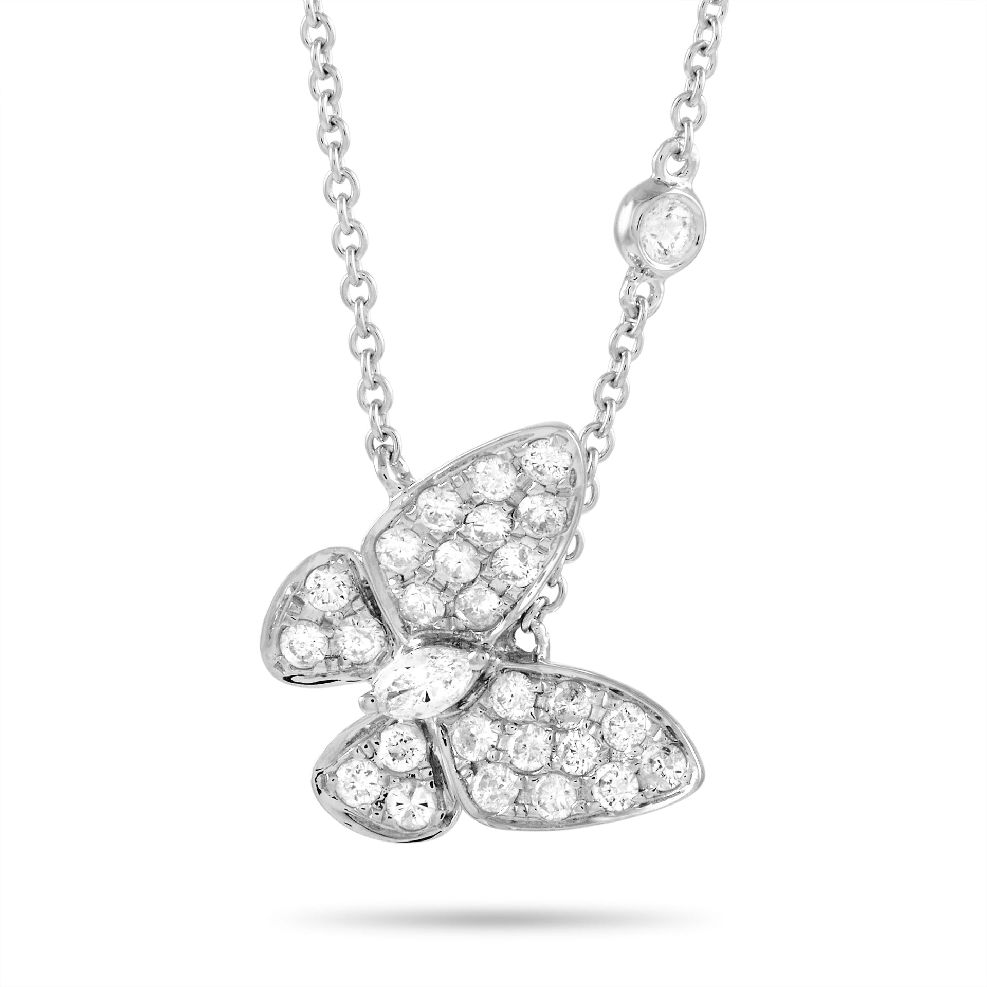 18K White Gold 0.72 ct Diamond Butterfly Necklace