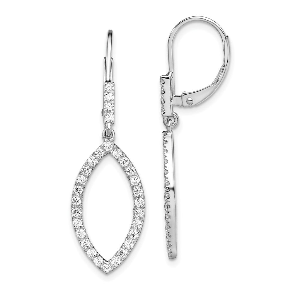 14K White Gold 0.70 CT Lab Grown Diamond Fancy Drop Leverback Earrings VS Clarity G-H Color