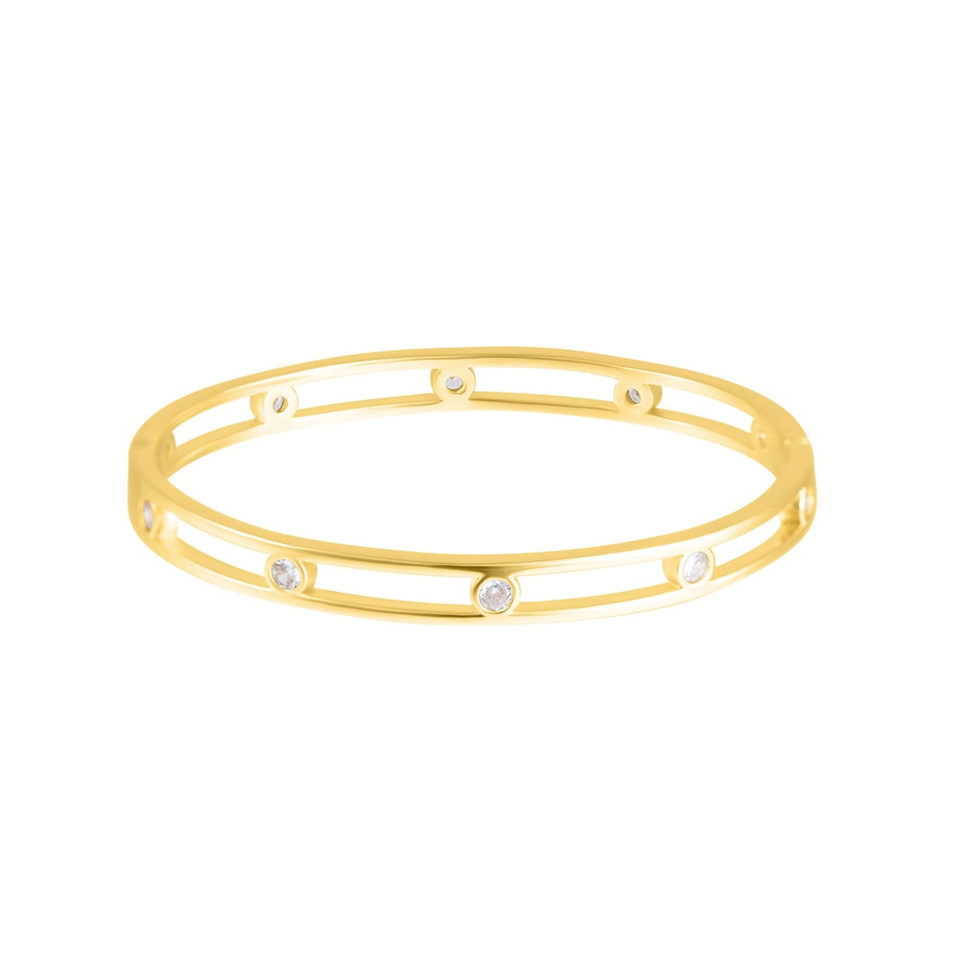 14k Gold Plated Studded CZ Bangle Bracelet