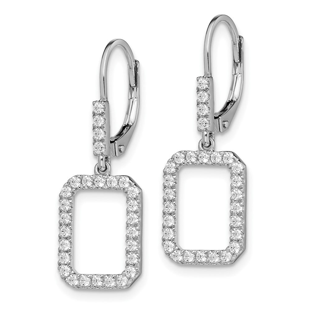 14K White Gold 1/2 CT Lab Grown Diamond Rectangle Leverback Earrings VS Clarity G-H Color