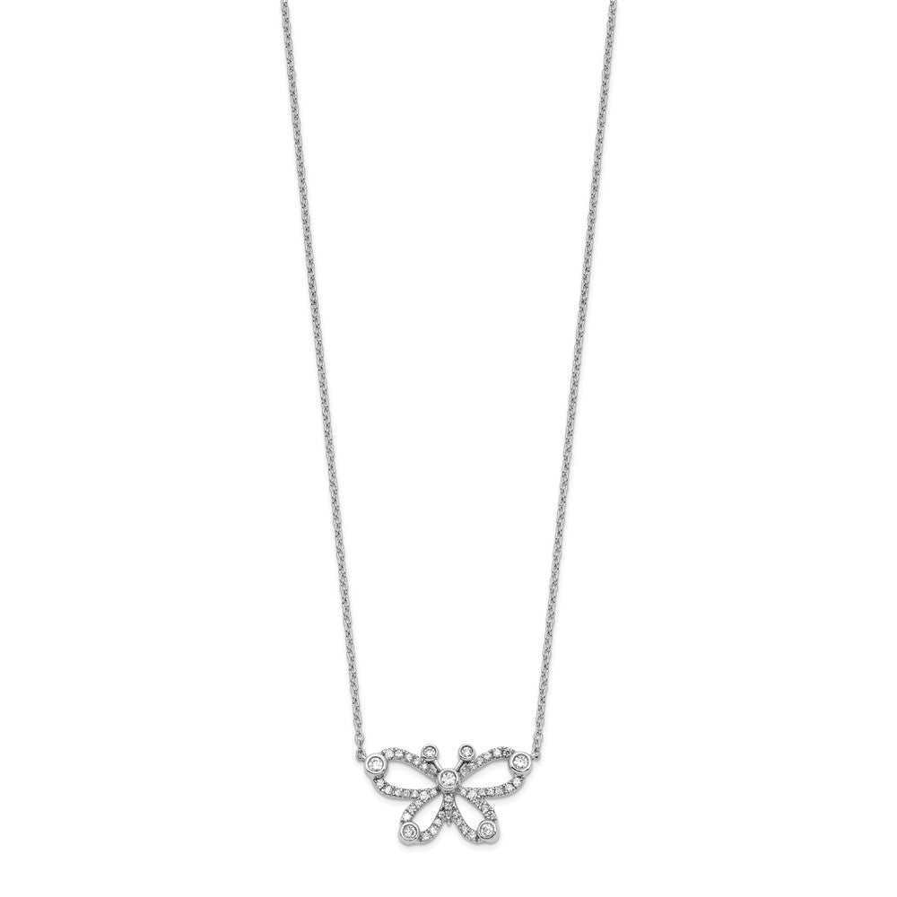 14K White Gold 1/4 CT Lab Grown Diamond Butterfly Pendant Necklace 18' Clarity VS Color G-H