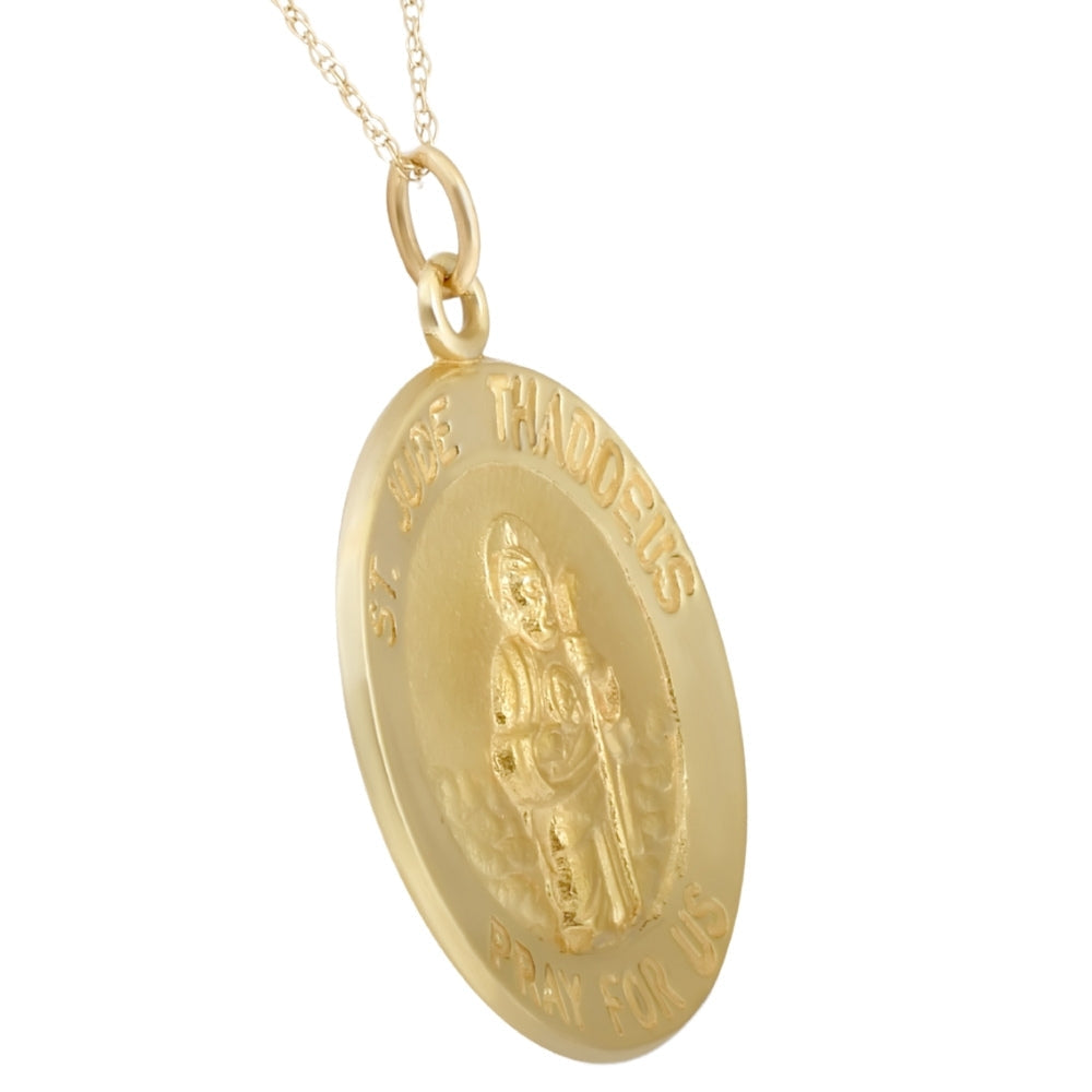 14k Yellow Gold St. Jude Thaddeus Medal Pendant 1' Tall 3 Grams