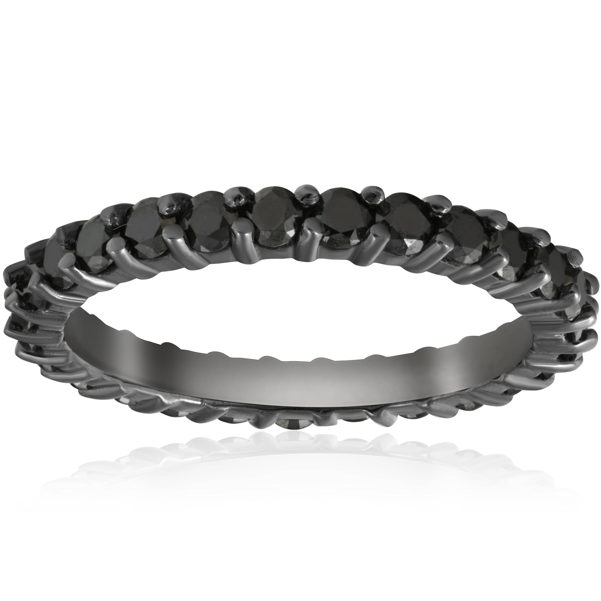 1 1/2 CT Treated Black Diamond Eternity Ring 14K Black Gold