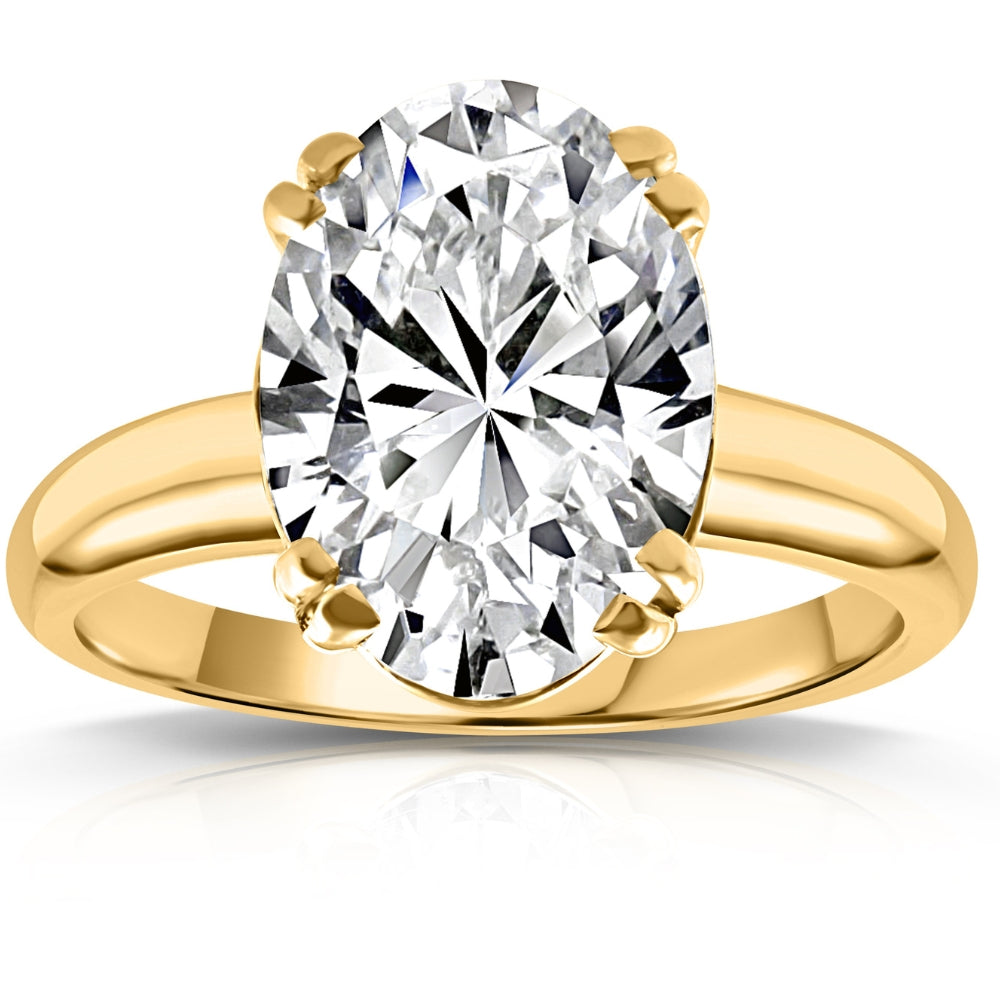 Certified 4 Ct Oval Diamond Solitaire Engagement Ring 14k Yellow Gold