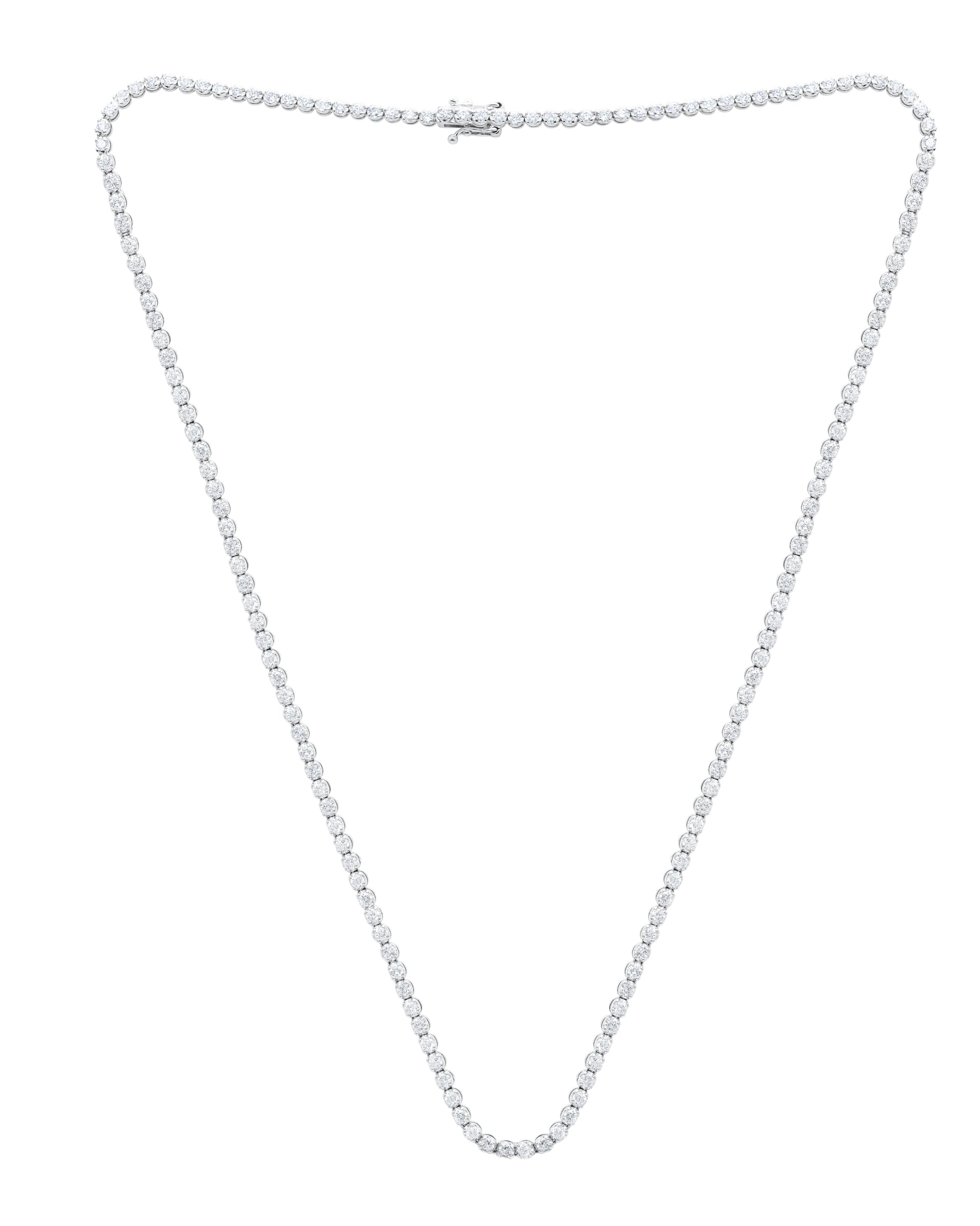 14KT WHITE GOLD DIAMOND CLASSIC STRAIGHT TENNIS NECKLACE FEATURES 4.07CTS CARATS OF DIAMONDS, 4 PRONG,172ST
