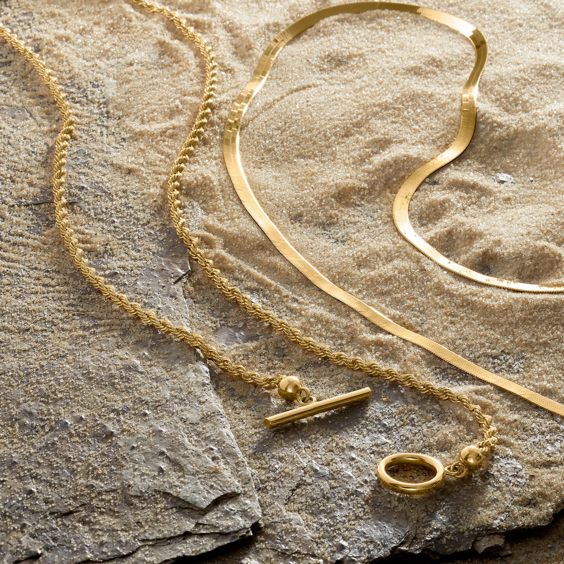 3mm 10kt Yellow Gold Herringbone Necklace