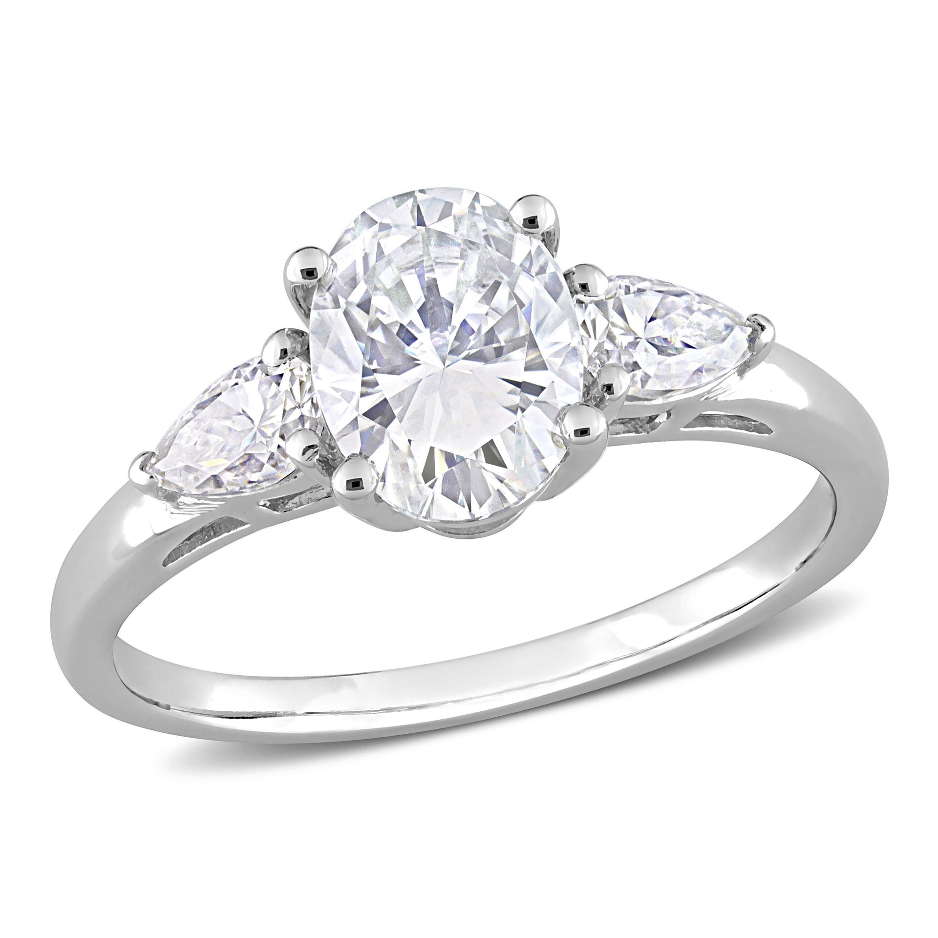 Mimi & Max 1 3/4ct DEW Created Moissanite Three-Stone Engagement Ring in Sterling Silver