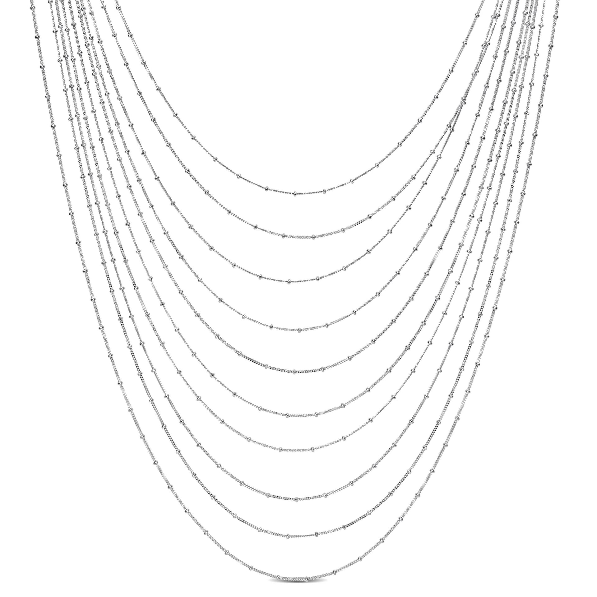 Mimi & Max Multi-Strand Chain Necklace in Sterling Silver - 16 in