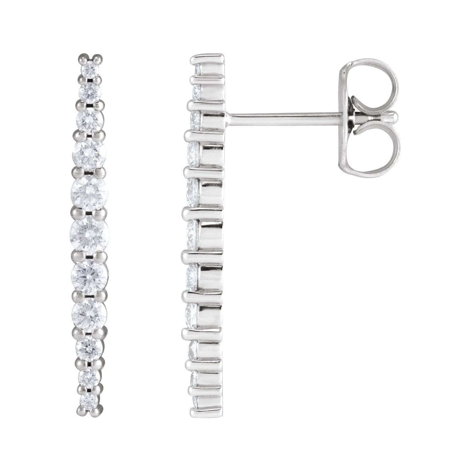 14K White Gold 1/2ct Lab-grown Diamond Earrings Clarity SI Color G-H