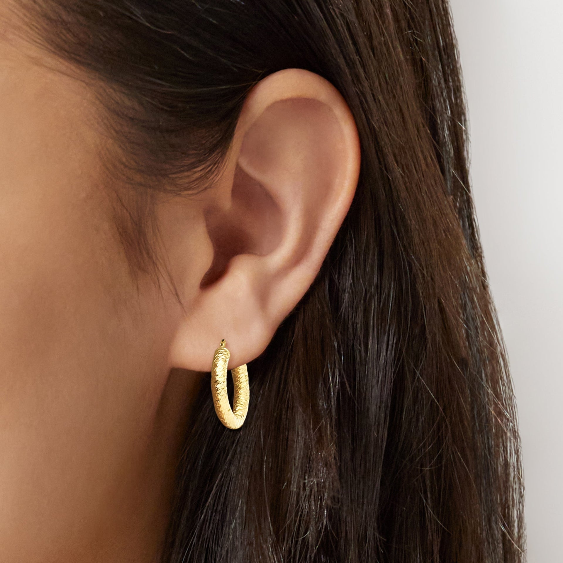 Italian 10kt Yellow Gold Small Diamond-Cut Hoop Earrings