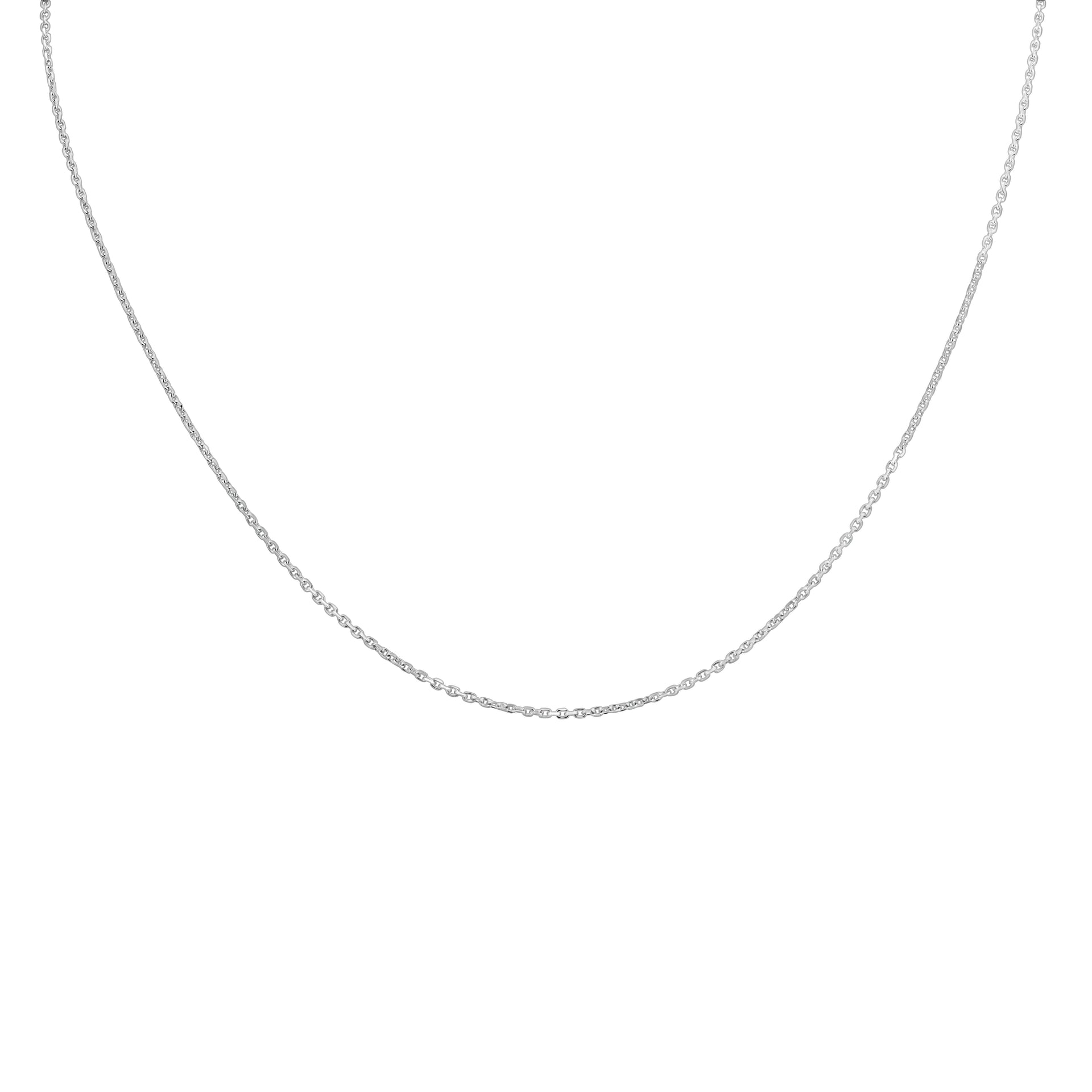 14K White Gold 1.4Mm Diamond Cut Cable Chain With Lobster Clasp - 18 Inch