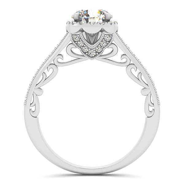 7/8 ct Cushion Diamond Vintage Halo Engagement Ring 14K White Gold