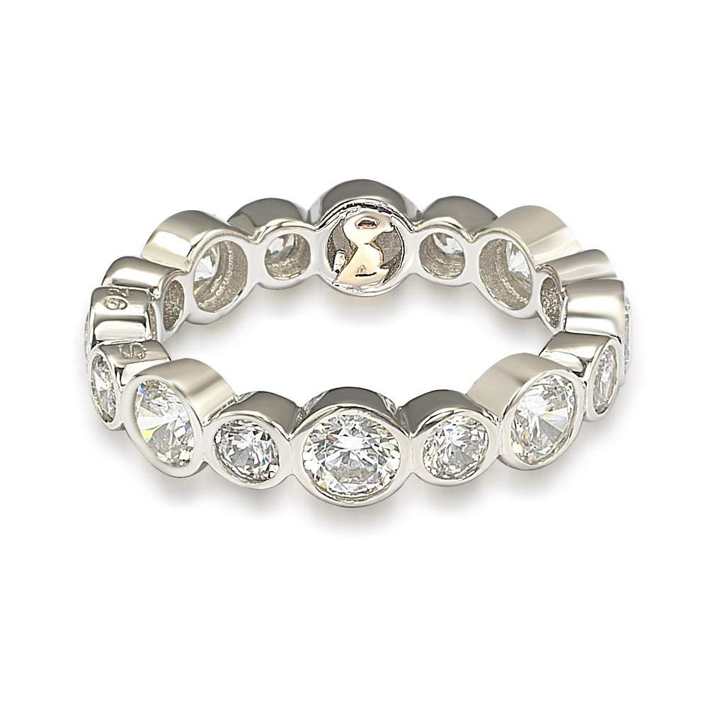 Suzy Levian Sterling Silver Cubic Zirconia Multi Circle Bezel Set Eternity Band