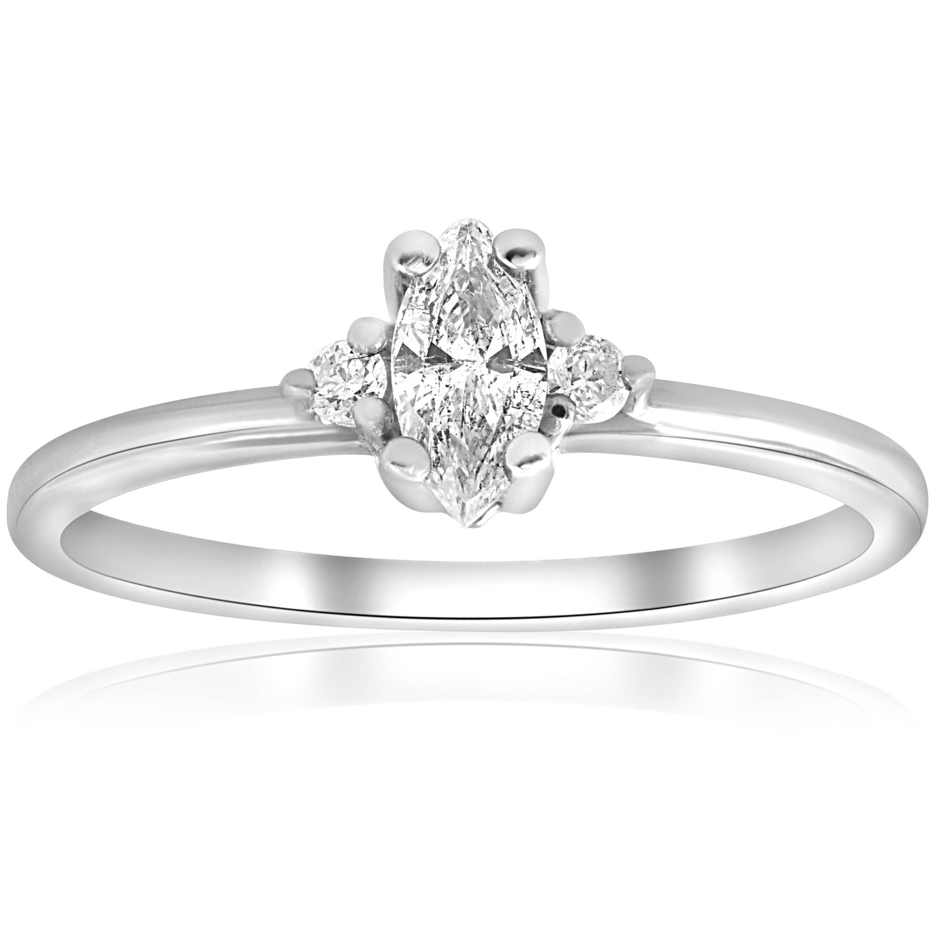 1/3 Marquise Diamond Engagement Ring 10k White Gold