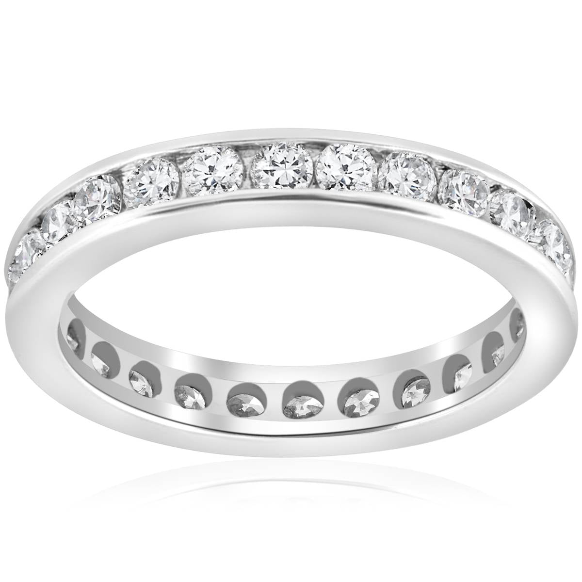 1 1/2 CT Channel Set Diamond Eternity Ring 14K White Gold