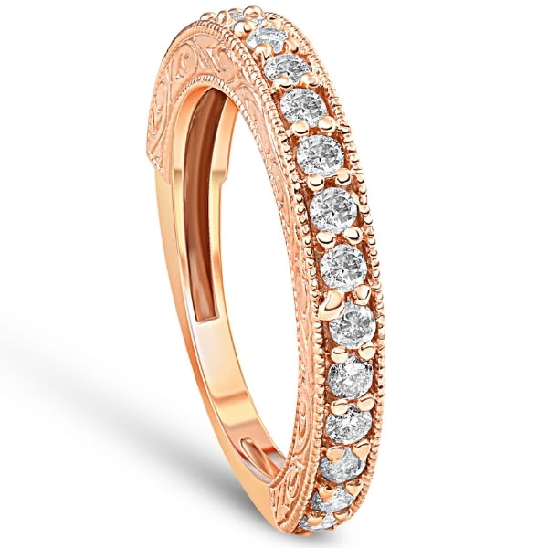 1/2 CT Vintage Diamond Rose Gold Wedding Ring 14K