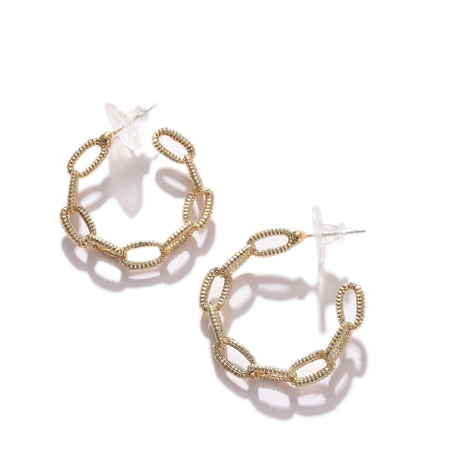 Silver-toned Contemporary Hoop Earrings