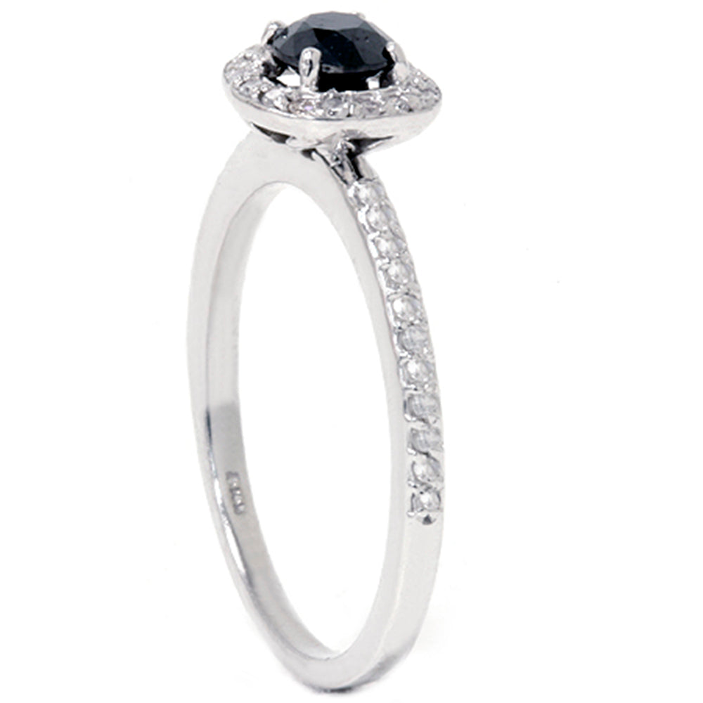 5/8ct Black & White Diamond Ring 14K White Gold