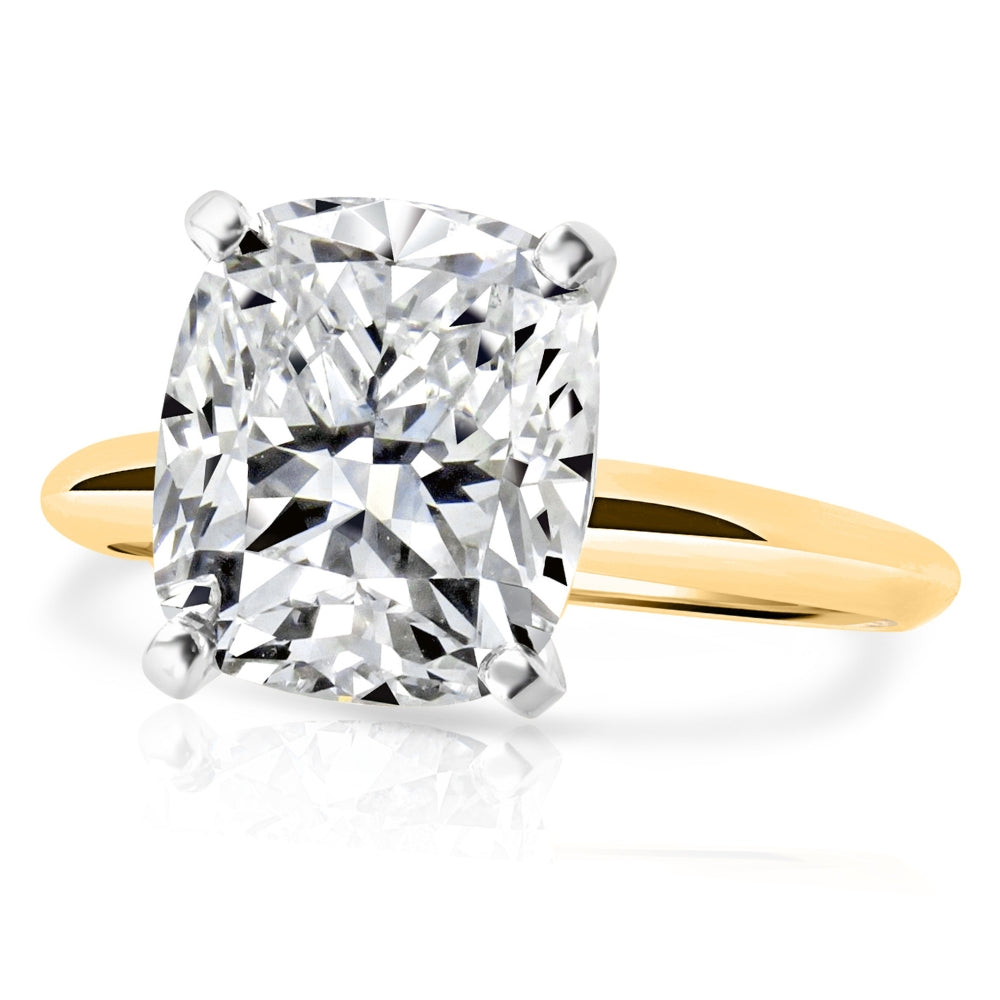 5Ct 14k Two Tone Certified Lab Grown Cushion Diamond Engagement Ring