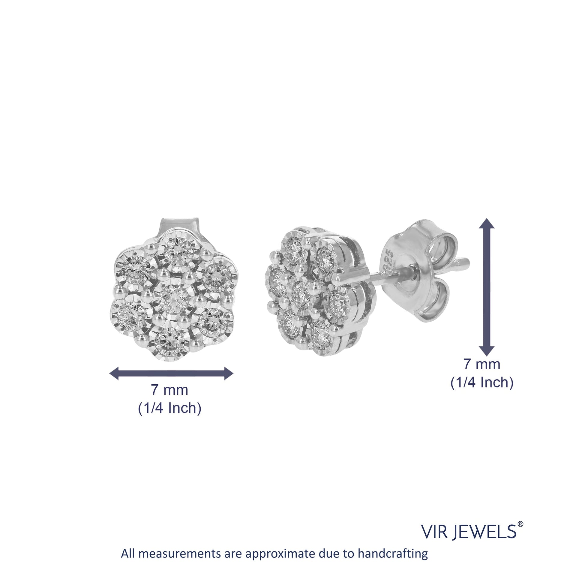 1/3 cttw Round Lab Grown Diamond Stud Earrings in .925 Sterling Silver Prong Set