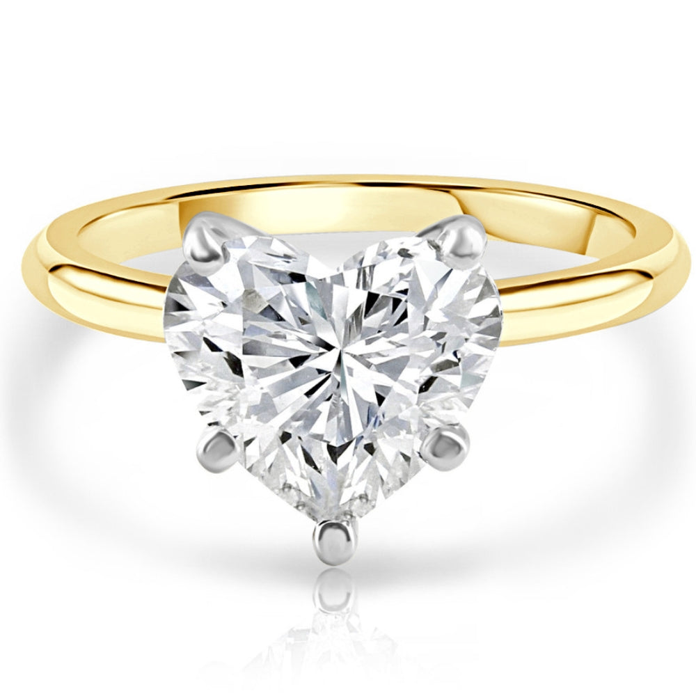 3.06Ct 14k Gold Two Tone Certified Lab Grown Heart Cut Diamond Engagement Ring