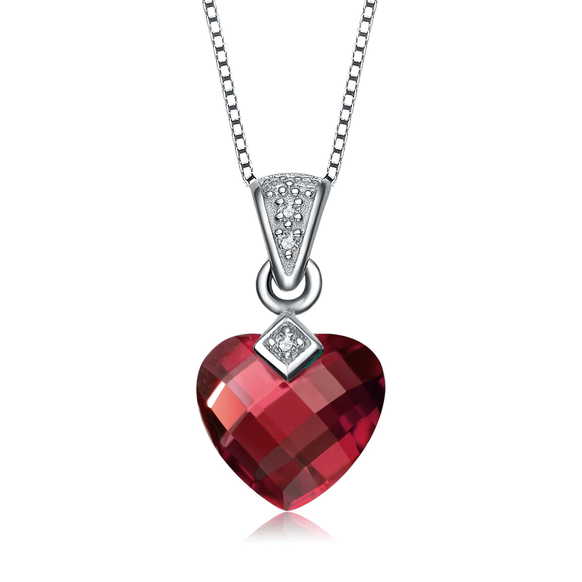 Sterling Silver Red Heart Cubic Zirconia Pendant Necklace