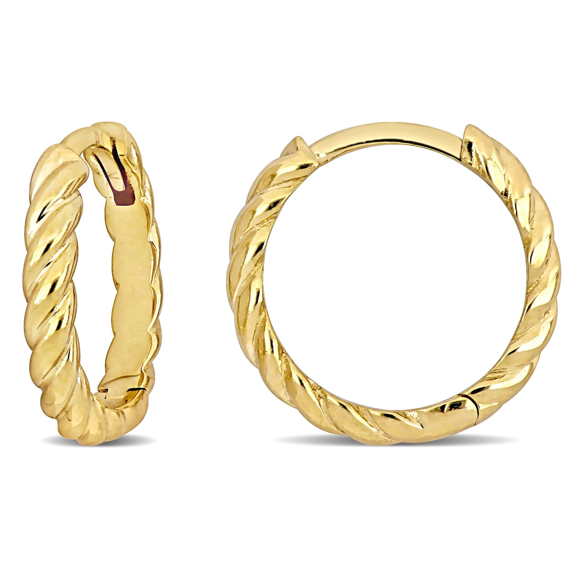 Mimi & Max 15mm Twist Design Mini Hoop Earrings in 14k Yellow Gold