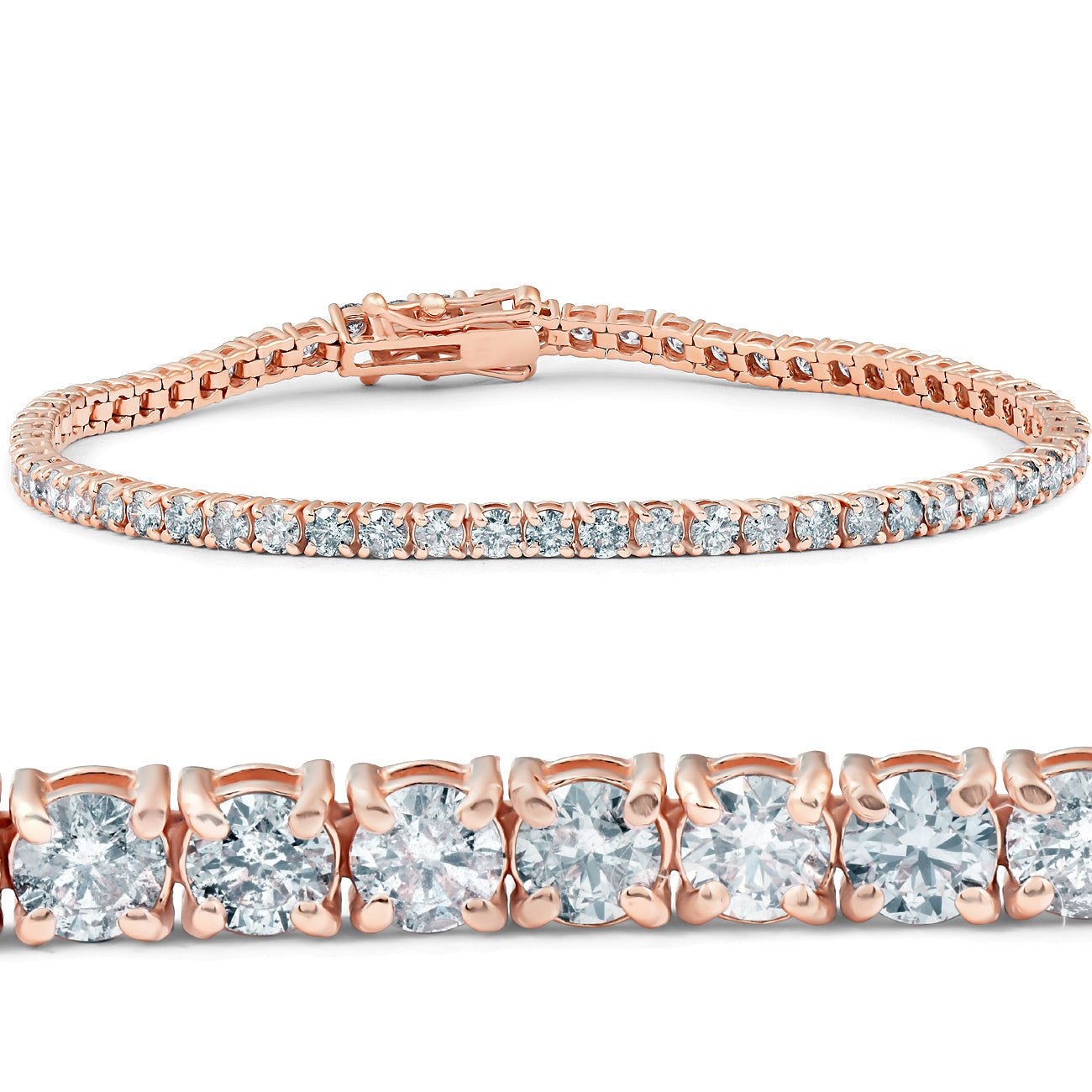 4.35 ct Diamond Tennis Bracelet 14K Rose Gold 7'