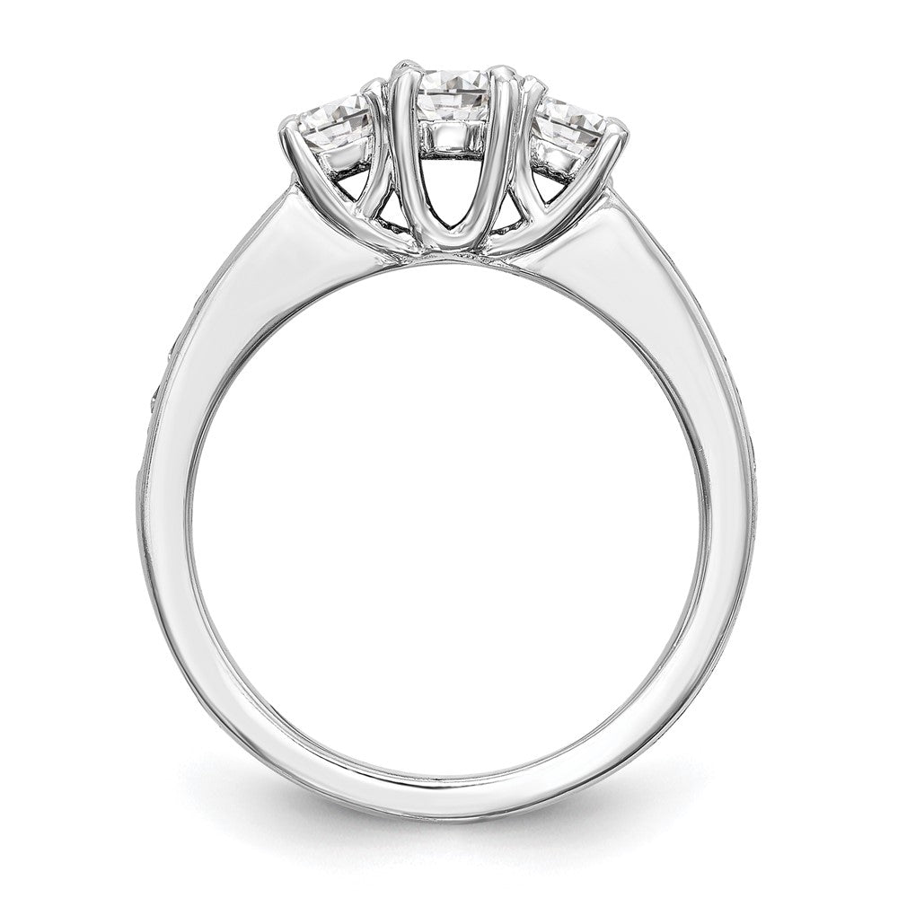14k White Gold Lab Grown Diamond 3-stone Band Ring 1ct Clarity- VS Color- G-H