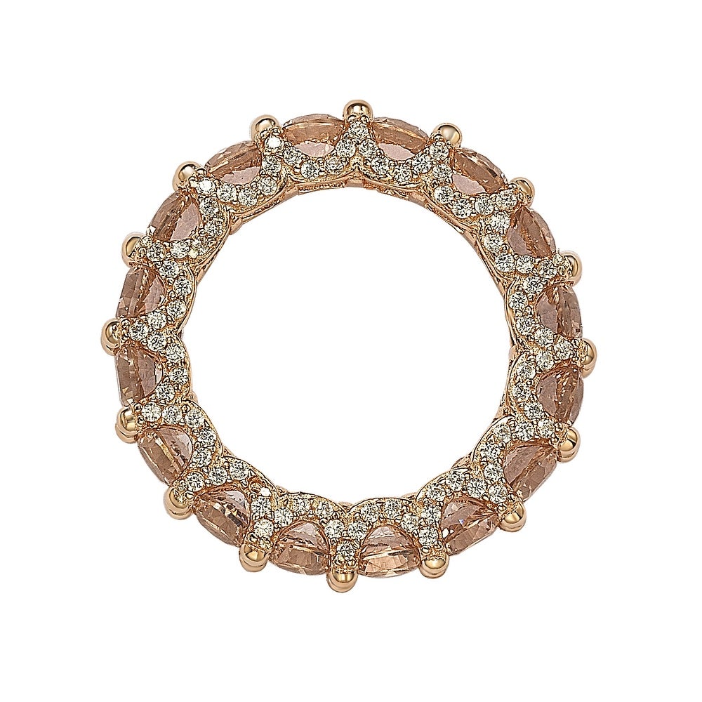 Suzy Levian Rose Sterling Silver Pink Cubic Zirconia Pave U Shape Setting Eternity Band