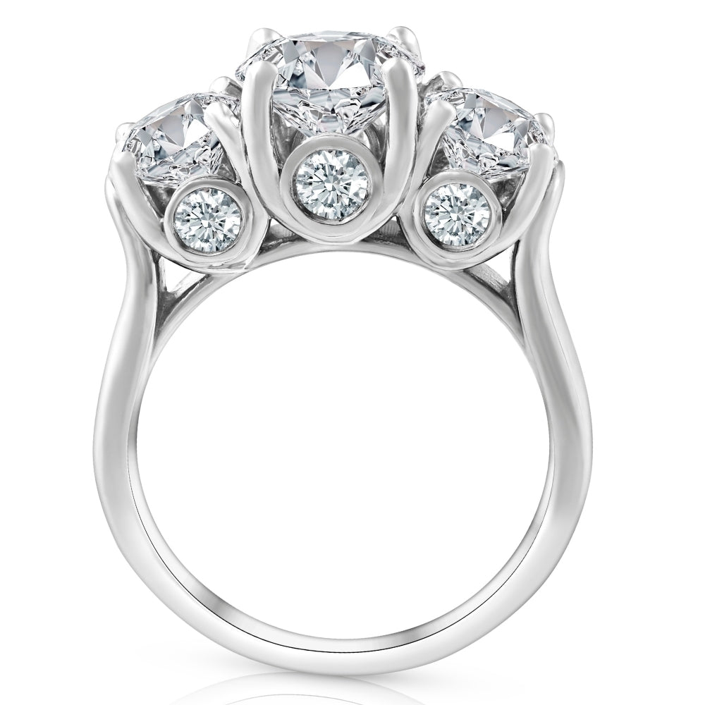4 5/8 Ct TW Three Stone Diamond Engagement Ring 14k White Gold Lab Grown