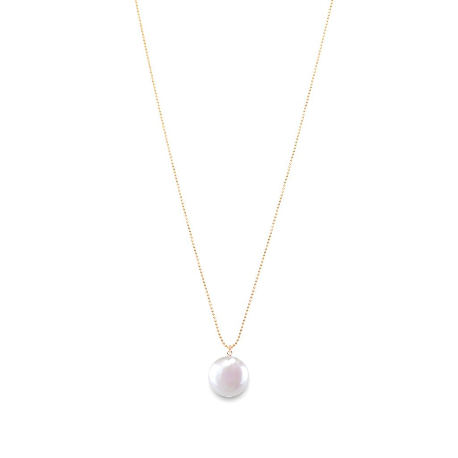 Sphera Disc Pearl Pendant Gold Chain