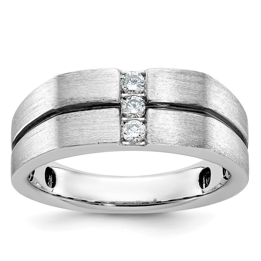 14k White Gold Lab Grown Diamond 3-stone Band Ring 1/5ct Clarity- VS Color- G-H