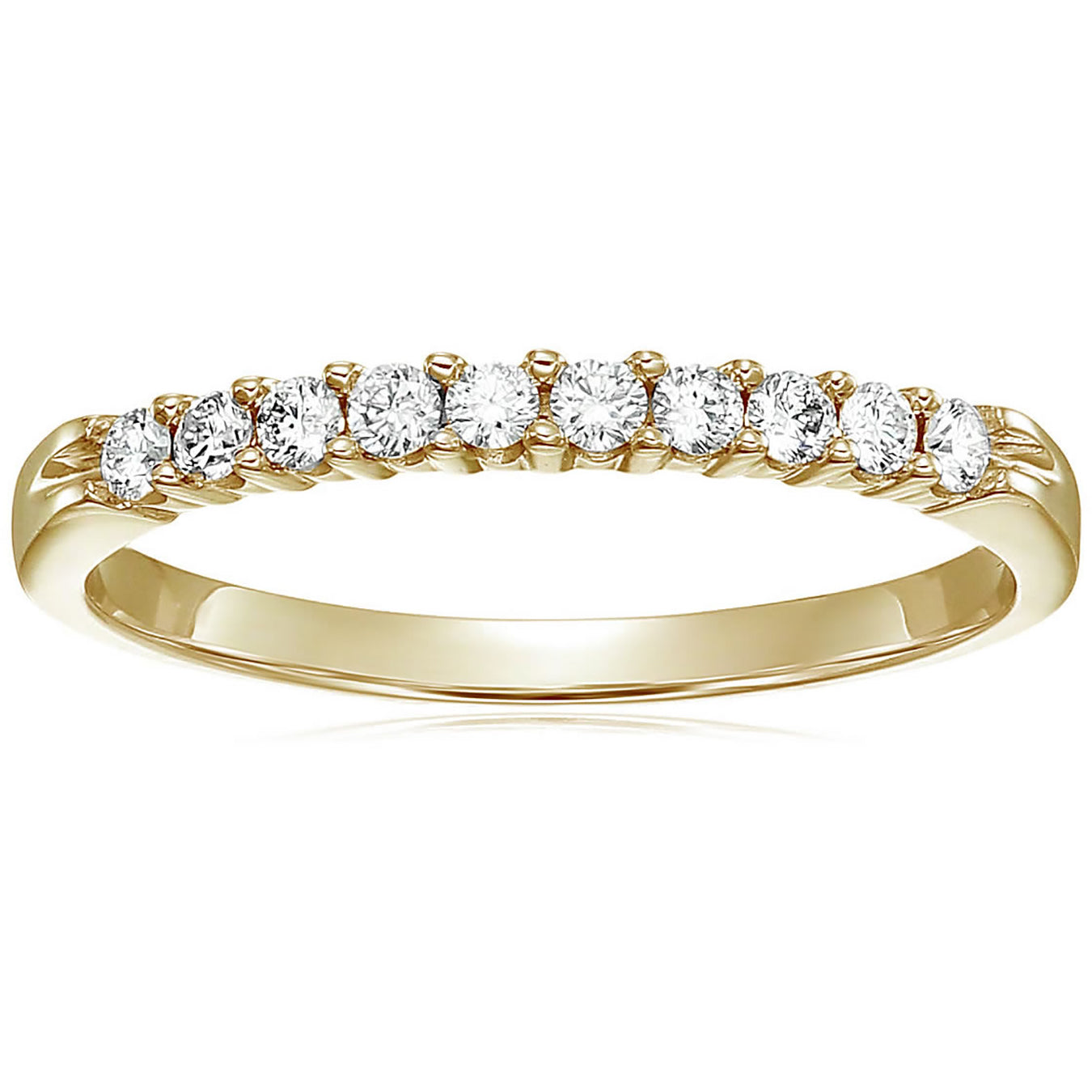 1/4 Cttw Diamond Wedding Band 14K Gold 10 Stone Prong Set Round