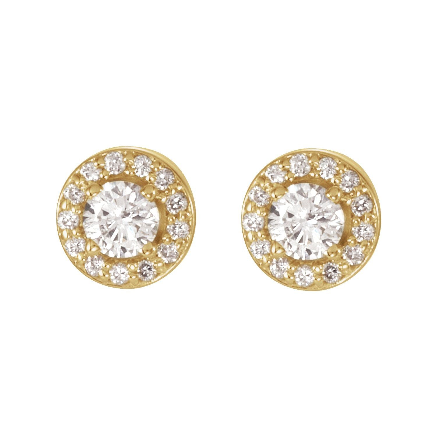 14K Gold 9/10ct Lab-grown Diamond Halo Stud Earrings Clarity SI Color G-H