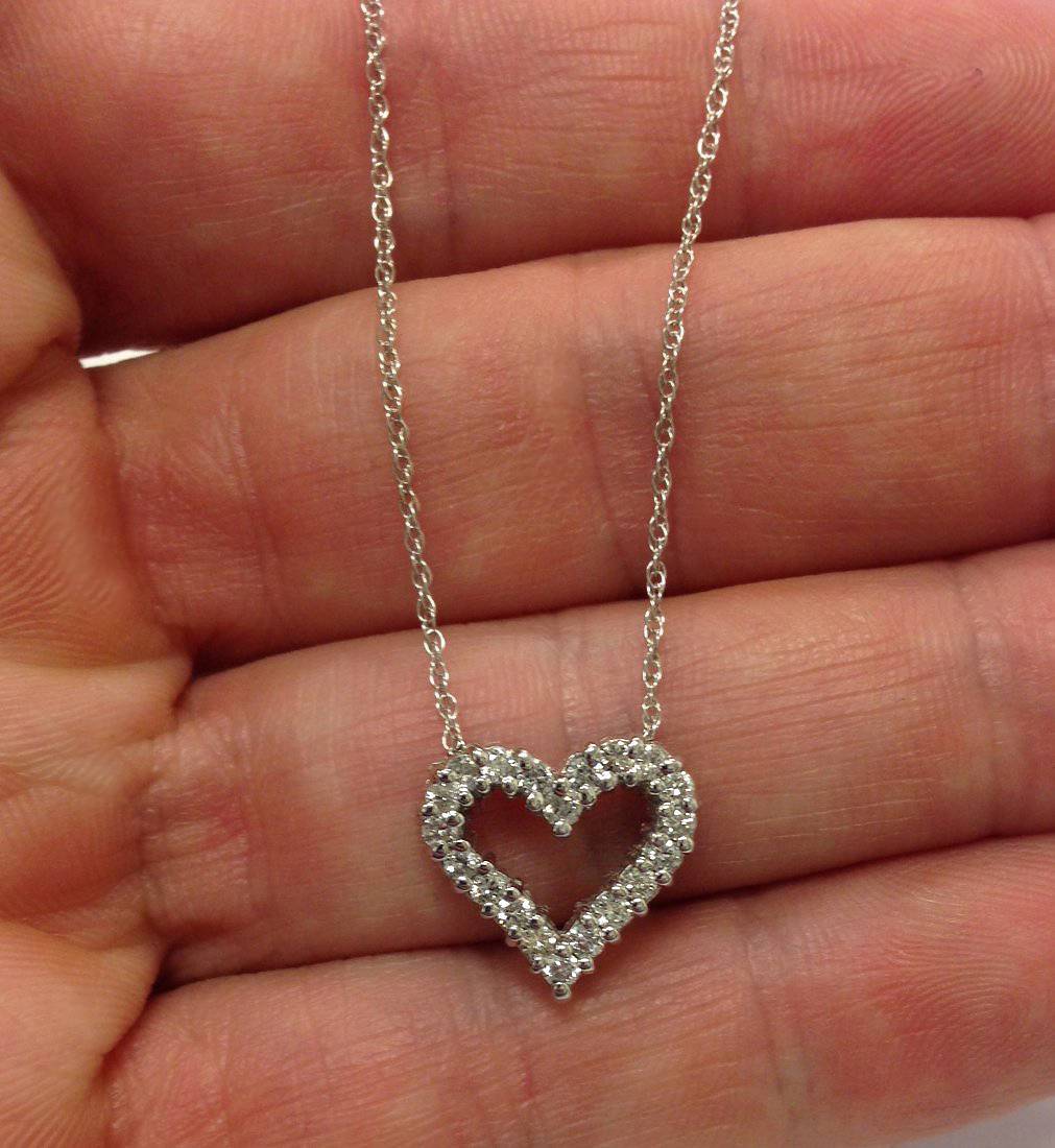 1/2 CT Diamond Heart Pendant 14K White Gold