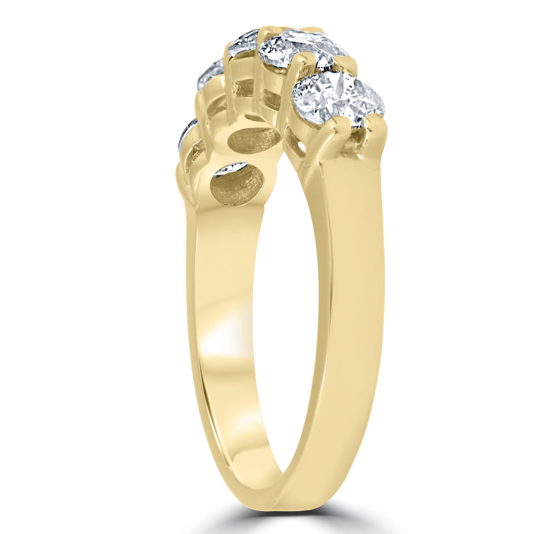 3Ct Round Diamond Five Stone Wedding Ring 14k Yellow Gold
