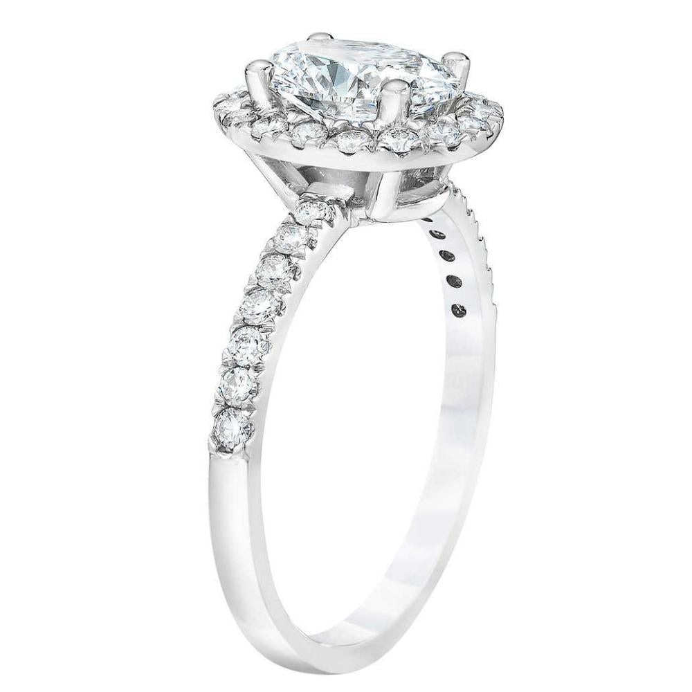 2 3/4 ct Oval Diamond Halo Engagement Ring in 14k White Gold Lab Grown