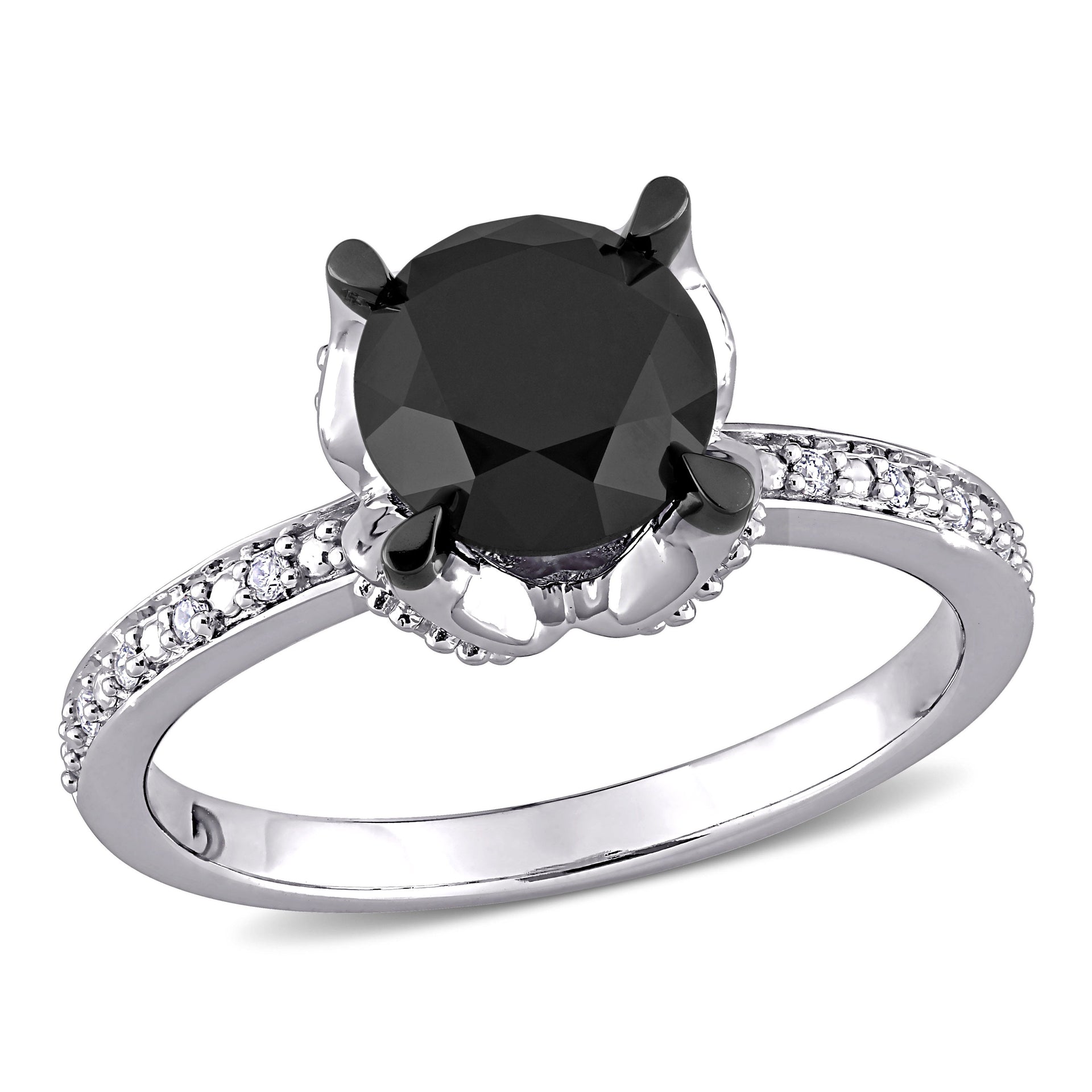 2 ct TW Black and White Diamond Solitaire Engagement Ring in 14k White Gold