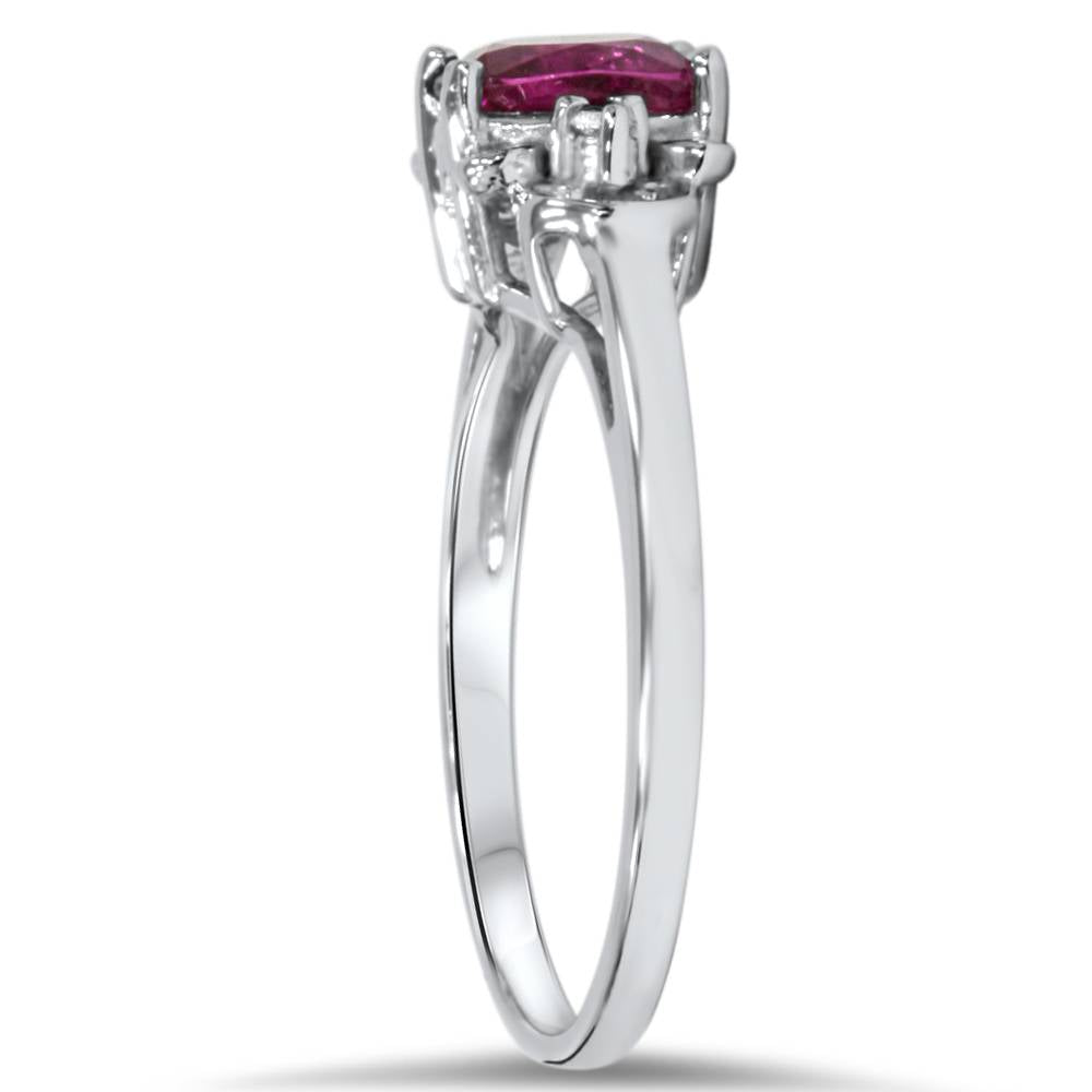 5/8 ct Ruby & Diamond Ring 14K White Gold