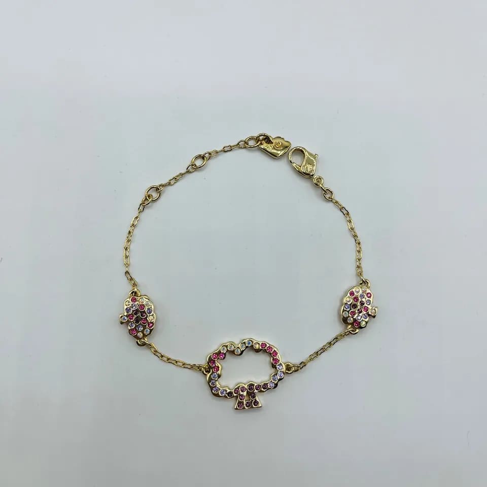 New Swarovski Women's Jeweled Pink and Tree Bracelet