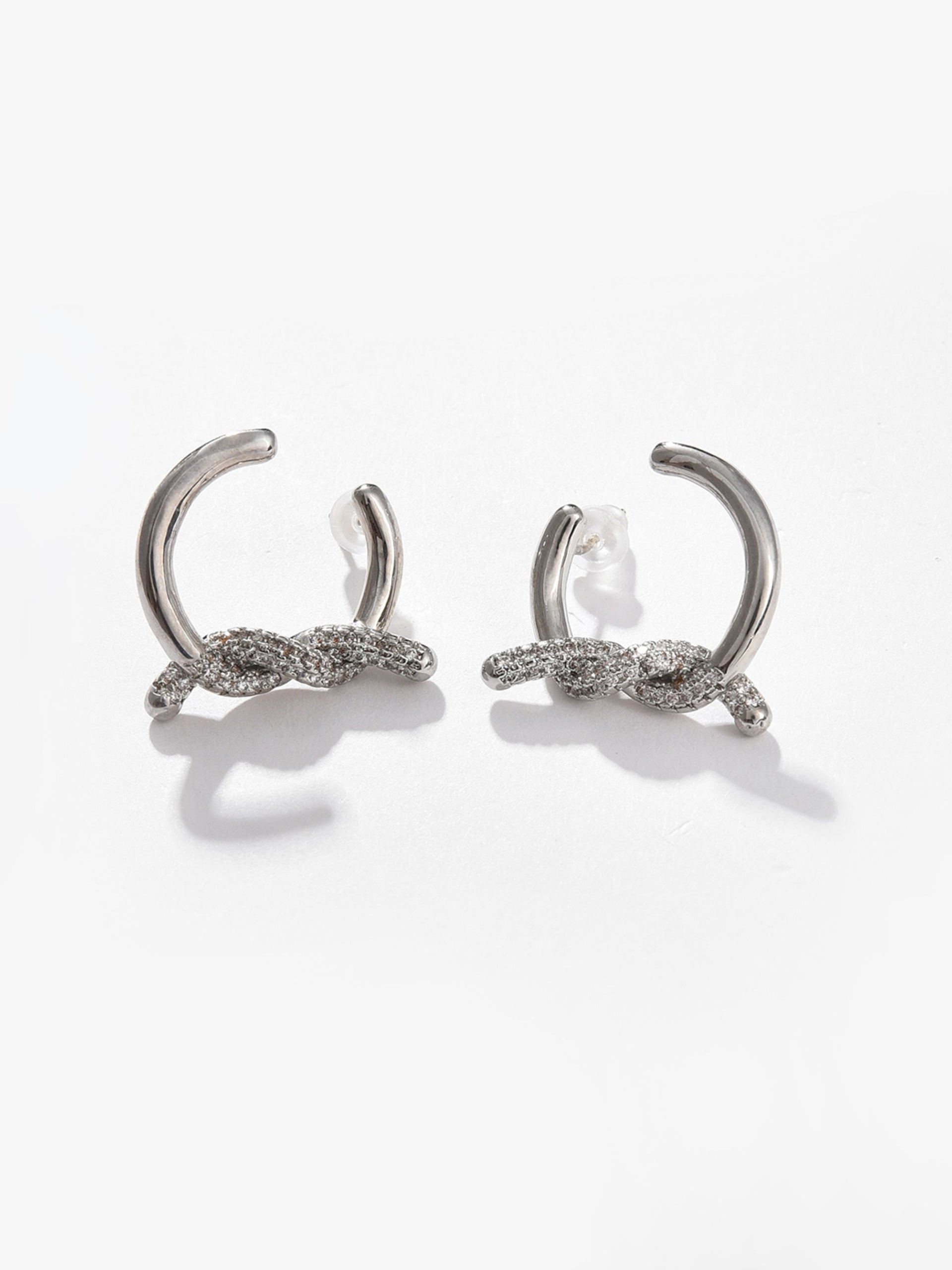 Silver-toned Contemporary Hoop Earrings