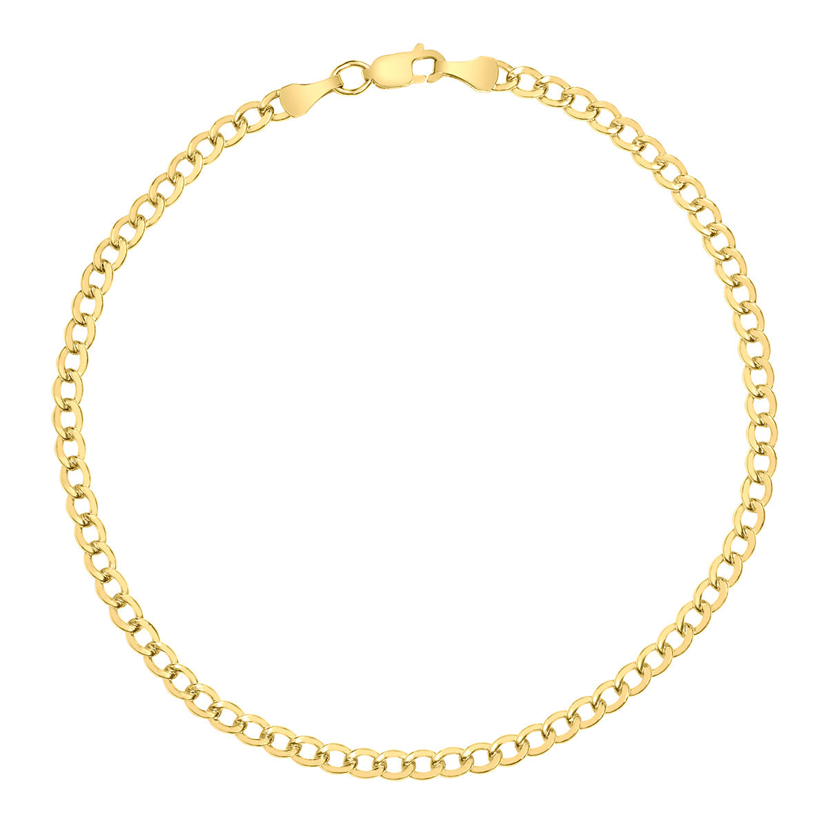 14K Filled 3.3Mm Curb Link Bracelet With Lobster Clasp