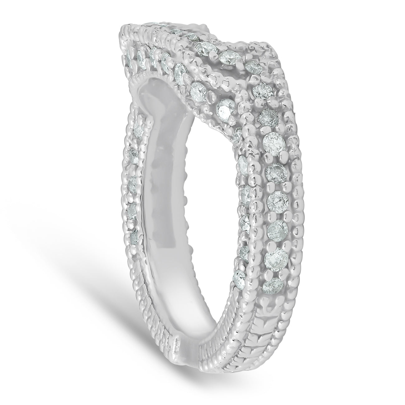 3/4ct Vintage Curved Diamond Ring Guard 14K White Gold