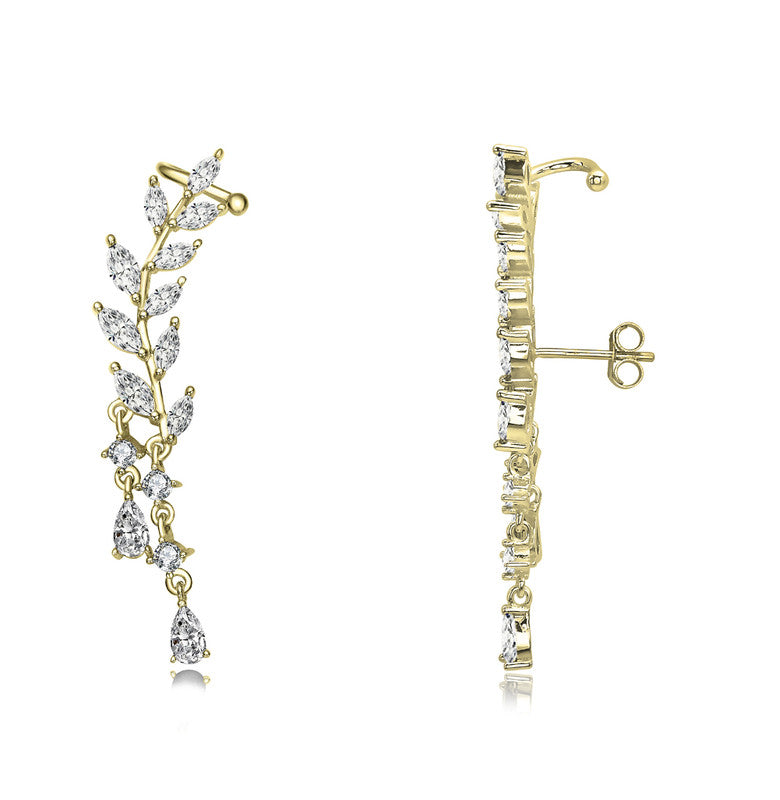 Sterling Silver With Colored Cubic Zirconia Stylish Petals Stud Earrings