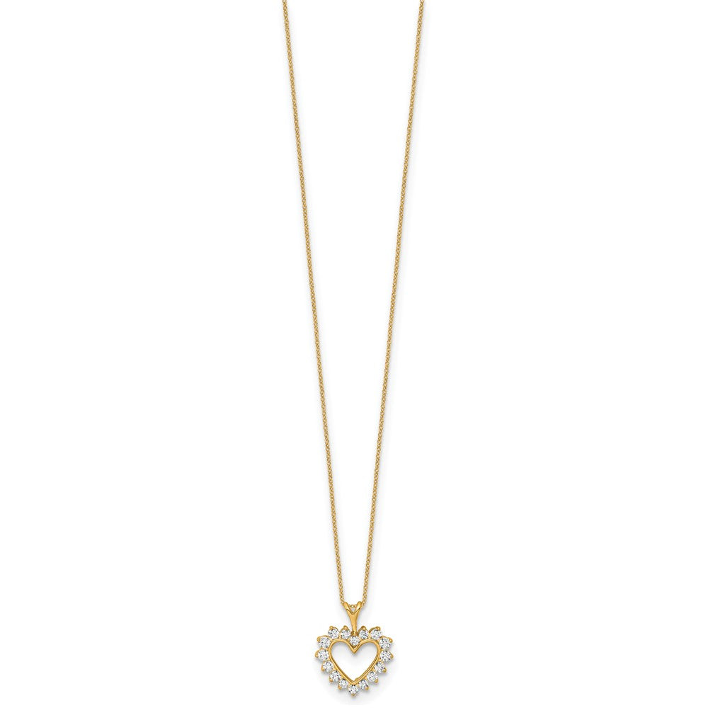 14k Yellow Gold 1/2 CT Lab Grown Diamond Heart Pendant Necklace 18' Clarity VS Color G-H